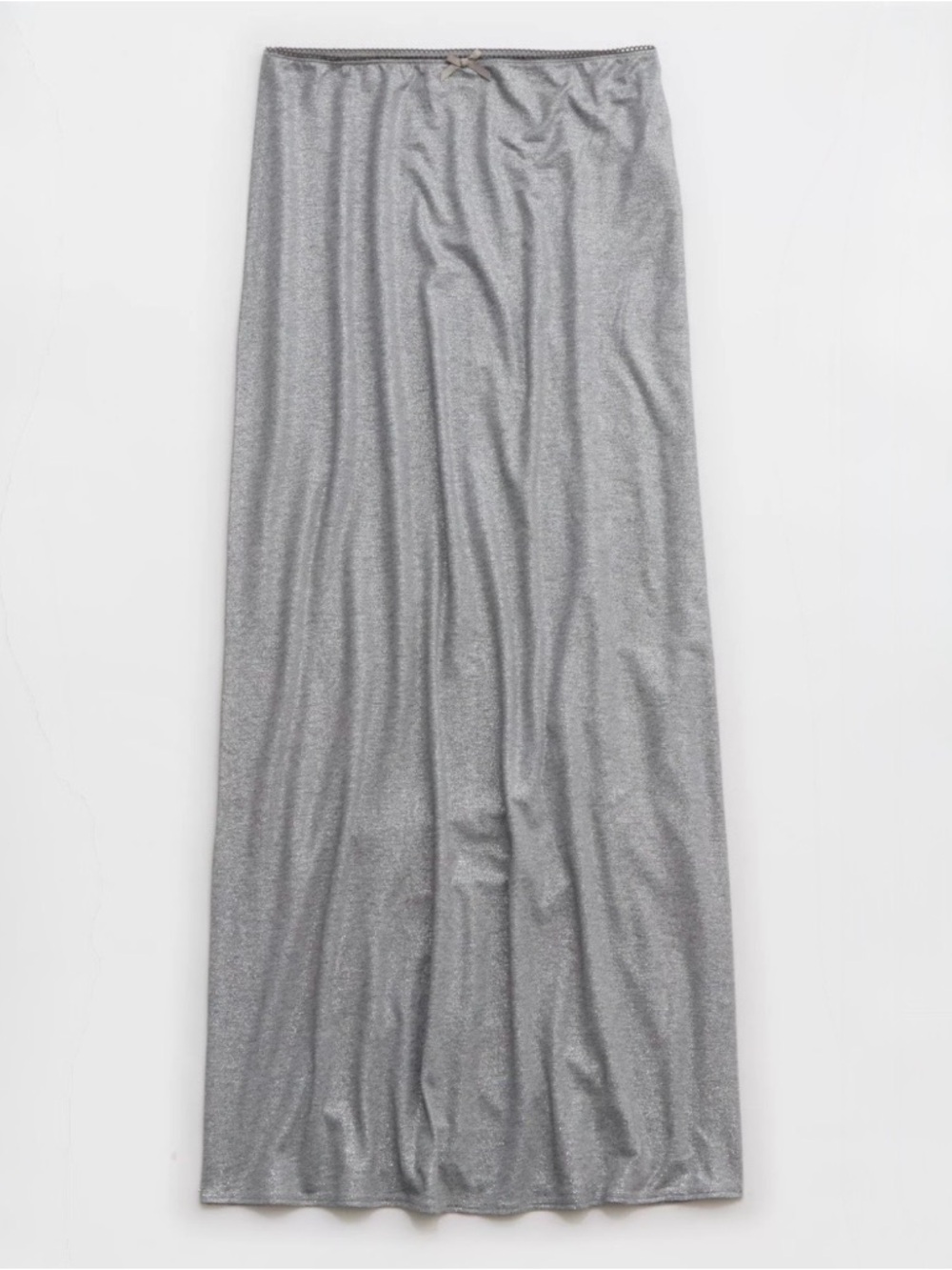 AERIE Real Soft Stretch Maxi Skirt Grey Sparkle Bow Accent Elastic Waist Size XS - Picture 3 of 9